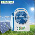 8" Solar Rechargeable fan with light & energy saving motor